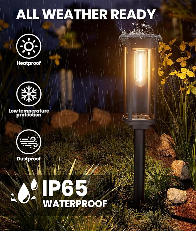 8 Pack Solar Pathway Lights Outdoor IP65 Waterproof Super Brightness Solar Powered Landscape Path Lights for Outside Walkway Driveway Garden-CasaMuseHome