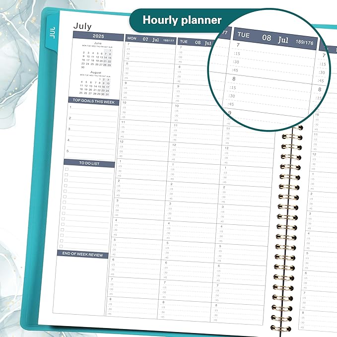 2025-2026 Weekly Appointment Book - Appointment Book 2025-2026 with Soft Cover, Jul 2025 - Jun 2026, 8.26"x 11.4", Daily/Hourly Planner with Tabs, 15 Minutes, Wirebound - Green-CasaMuseHome