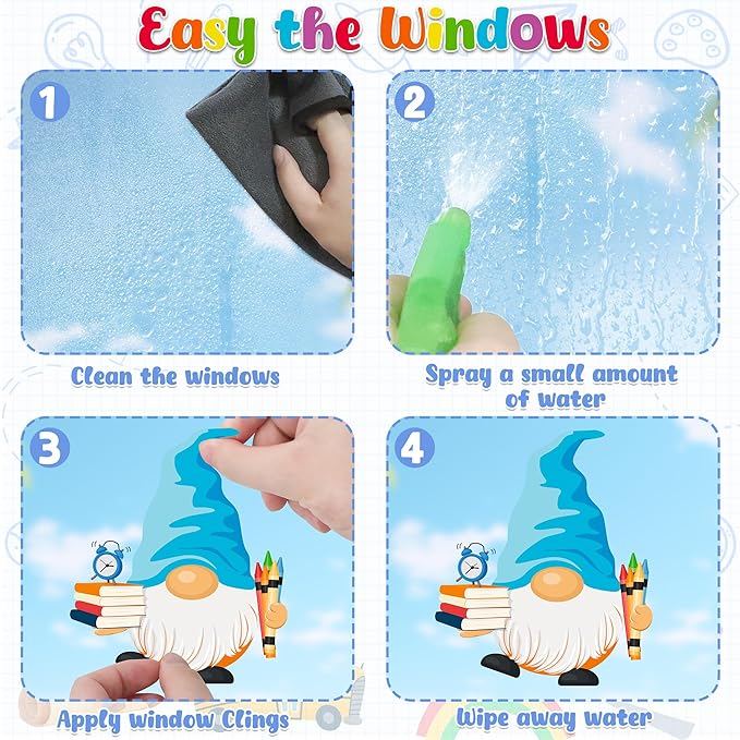 9 Sheets Back to School Window Clings, Double-Sided Window Clings for Classroom, Bus Apple Pencil First Day of School Book Window Stickers for First Day of School Decorations Supplies Decor-CasaMuseHome