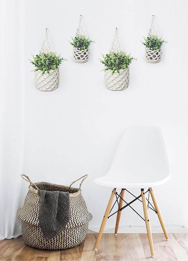 4PK Wall Planters for Indoor Plants, Macrame Plant Hanger | Wall Planter, Plant Hanger, Hanging Planter (2 Large + 2 Small)-CasaMuseHome