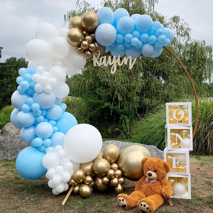 130pcs Light Blue Balloons Different Sizes 18" 12" 10" 5" Baby Blue Balloons for Boys Girls Birthday Baby Shower Gender Reveal Wedding Children's Day Decorations-CasaMuseHome