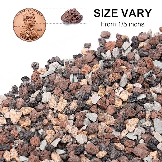 5lbs Small Rocks for Terrarium, Planters Drainage, 1/5 Inch Lava Rock for Bonsai Tree, Decorative Gravel for Succulents, Bamboo, Cactus, Mixed Color-CasaMuseHome
