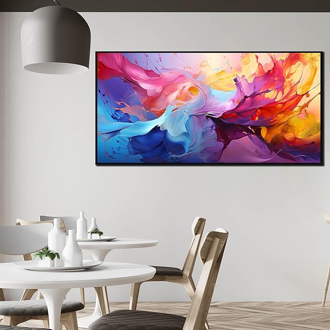 Abstract Wall Art for Living Room, Colorful Canvas Wall Decor for Bedroom, Framed Picture Print, Large Size 59x29 Inches-CasaMuseHome