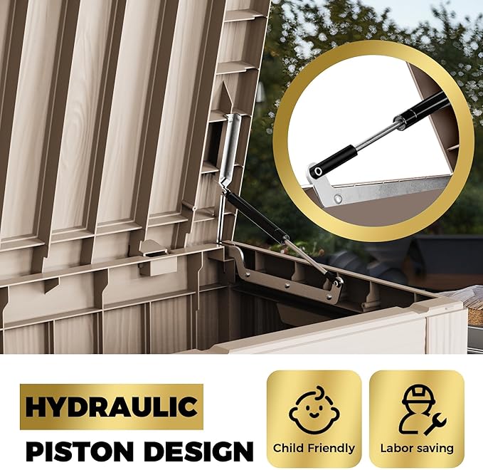 80 Gallon Lockable Resin Deck Box, Waterproof & UV-Resistant Outdoor Storage Box for Outdoor Cushion Storage, Garden Tools & Pool Accessories Storage, Gray-CasaMuseHome