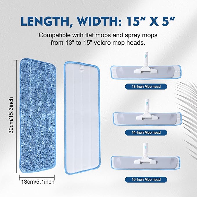 3 Pack Microfiber Mop Pads, Mop Replacement Pads Refills Floor Spray Mop Pads Wet Moping Pads Refill Reusable Pads Suitable for All Spray Mops Cleaning-CasaMuseHome
