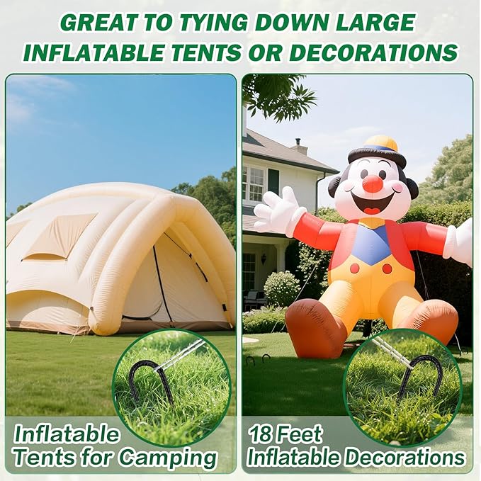 16 Inch Ground Stakes Heavy Duty,16 Pack Metal Fence Stakes for Ground for Wire Fencing,Heavy Duty Long Tent Stakes for Trampolines Camping Canopies and Swing Set-CasaMuseHome