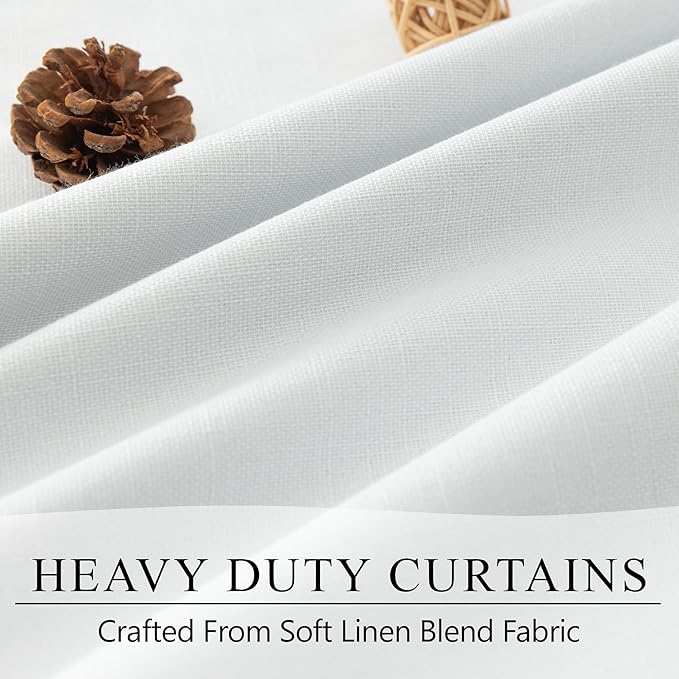 80 Inch Closet Curtains for Open Closet Doors Sliding Panels Neutral White Linen Blackout Curtain for Bedroom Window Light Blocking Insulated Drapes for Summer Heat Living Room Back Tab Length 80 Long-CasaMuseHome