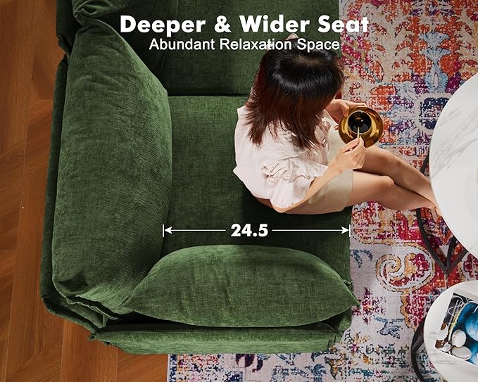 135.5" Oversized Modular Sectional Sofa, L Shaped Convertible Couch with Movable Ottoman, Large 6 Seat Corner Couches for Living Room Deep Seat Green Chenille-CasaMuseHome