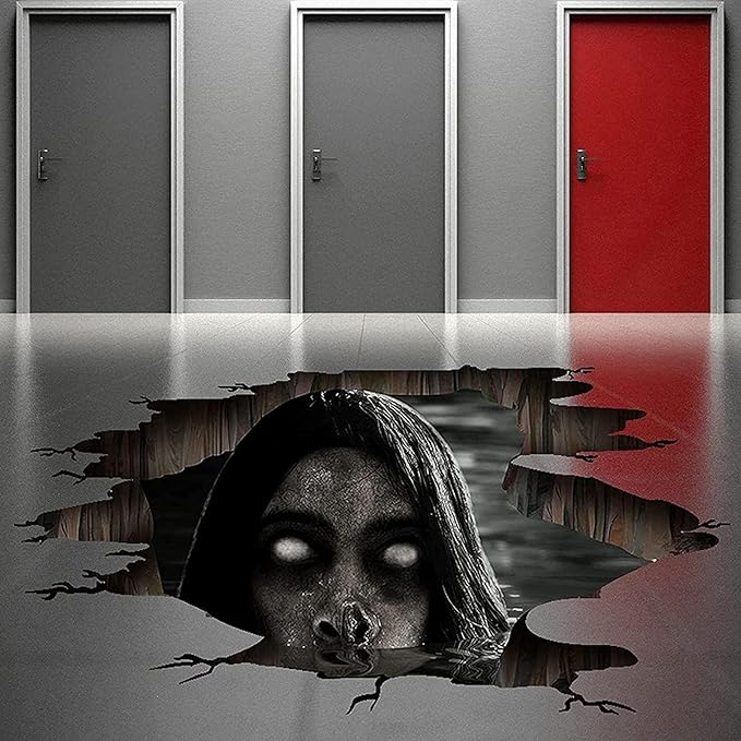 3D Halloween Floor Decals Scary Halloween Zombie Stickers for Living Room, Spooky Blind Women Scratching Floor Stickers Vinyl Removable Decals Art Decorations Party Supplies for Bar Pub-CasaMuseHome