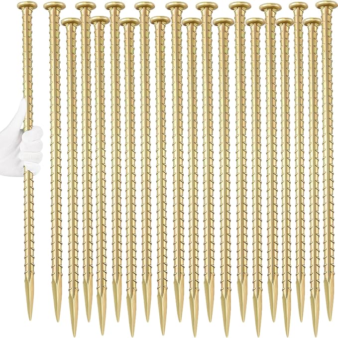 16 Inch Rebar Stakes (20 Pack) 1/2 Inch Diameter Galvanized Steel Ground Anchors Heavy Duty Anchoring Spikes for Speed Bump, Parking Curb and Tent-CasaMuseHome