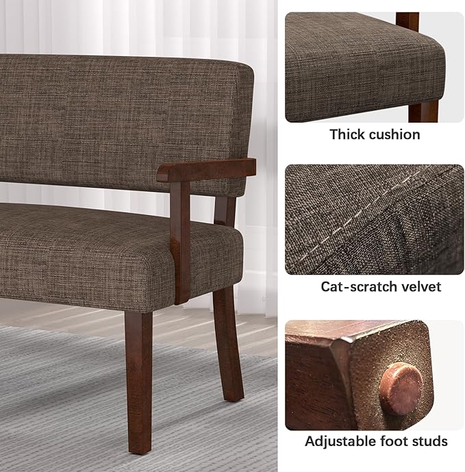 Accent Chair 2 Seat, Arm Chairs with Soft Seat and Armrests for Living Room, Love seat for Dining, Reading, and Waiting Rooms (Brown)-CasaMuseHome