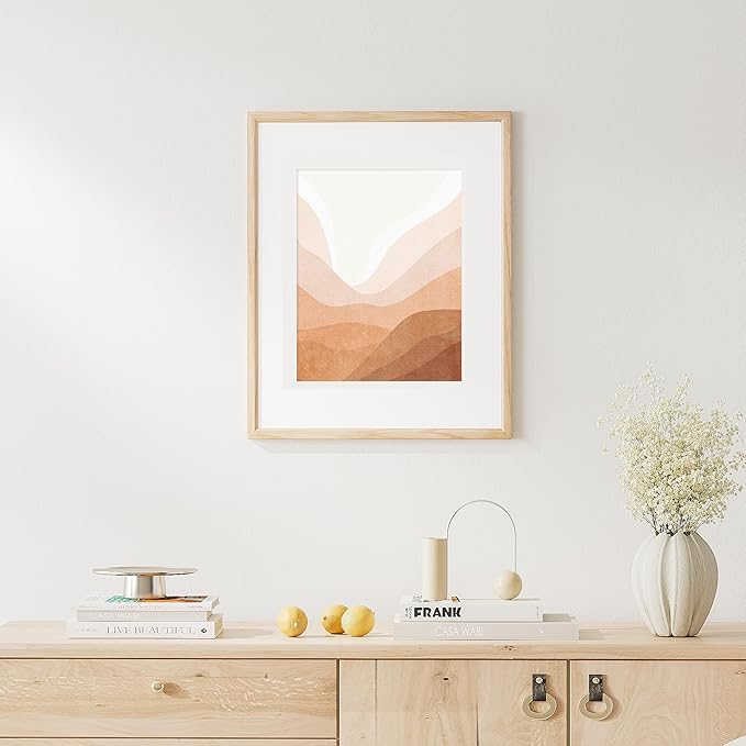 16x20 Picture Frame Set of 4 Natural Solid Oak Photo Frames with 11x14 Removable Mat Wall Hanging Large Handcrafted Frame with HD Plexiglass Wall and Tabletop Display Large Poster Frame-CasaMuseHome