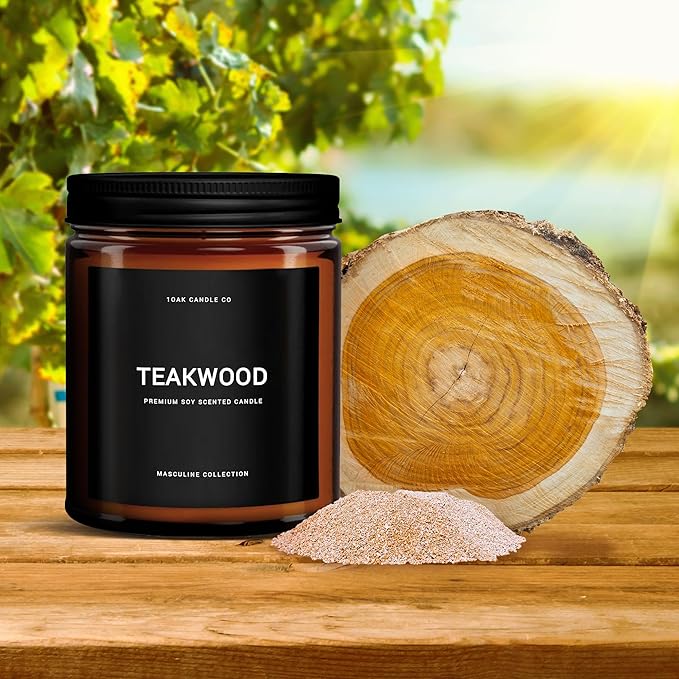 1OAK Scented Candles for Men - Teakwood & Masculine - Soy Wax, Long Burning Premium-CasaMuseHome