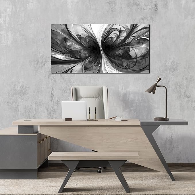 Abstract Wall Art for Living Room Black and White Pictures Wall Art Bedroom,Home Office Wall Decor 20 x 40 Inch-CasaMuseHome