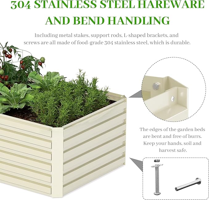 6x3x2 ft Raised Garden Bed, Large Metal Planter Raised Beds, Planters for Outdoor Plants for Vegetables, Flowers, Herbs, Fruits, and Succulents.(4 Pcs, Yellow)-CasaMuseHome