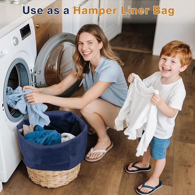 2-Pack Backpack Laundry Bags, Heavy Duty Laundry Bag Backpacks with Adjustable Shoulder Straps, Door Hanging Washing Bag, Laundry Hamper Lining for College Dorm, Travel, Laundromat-CasaMuseHome