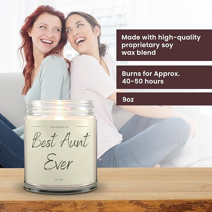 1OAK Vanilla Scented Candles - Aunt Candle - Best Aunt Gifts for Christmas from Niece, Nephew - Best Auntie Ever Gifts for Women-CasaMuseHome
