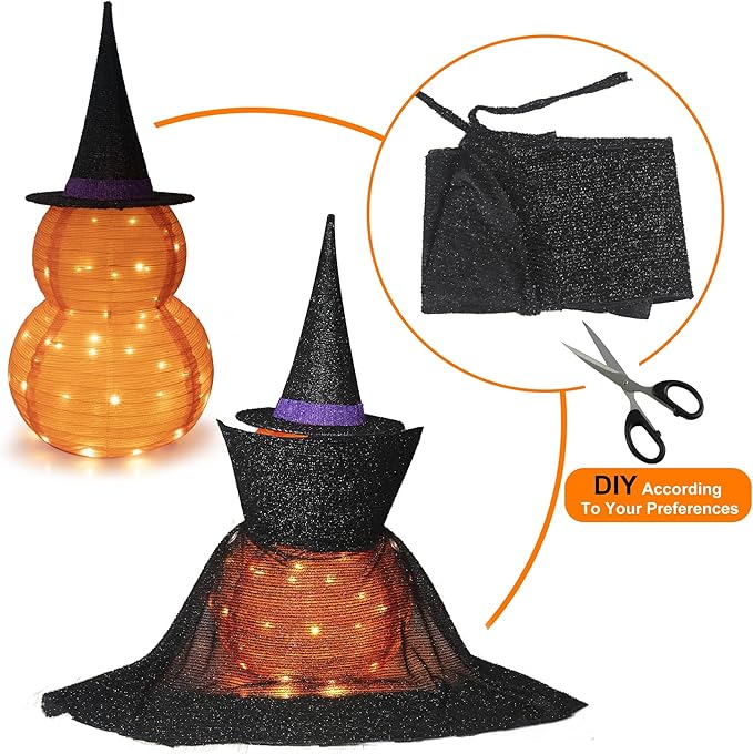 3FT Halloween Collapsible Pumpkin Decoration, 50 LED Pop-Up Pumpkin Lamp with Star Cap, Plug in Halloween Jack-O-Lantern with Metal Stand for Indoor Outdoor Garden Patio Party Decor-CasaMuseHome