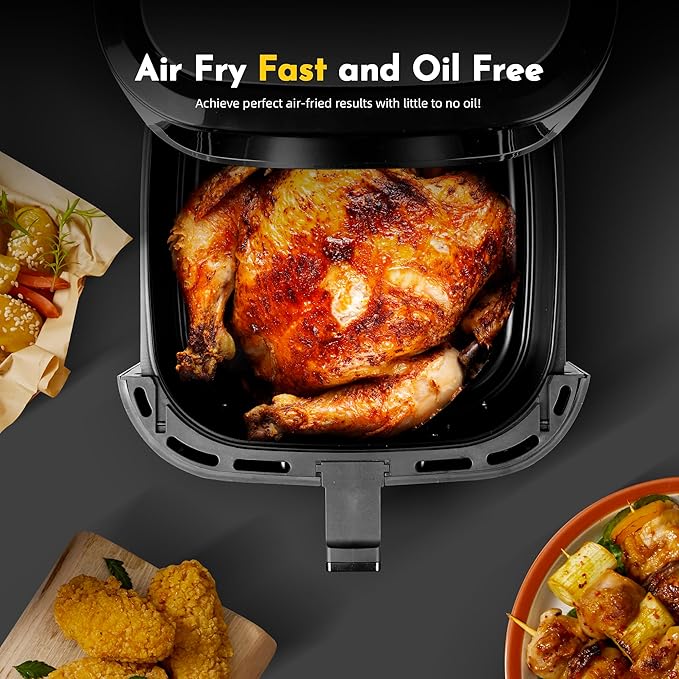 8.5QT Air Fryer, Family Size Digital Air Fryers, Nonstick Square Basket, Smart Touchscreen with 8-Preset, Air Frying, Reheat Leftovers, Party Food, Fast Cooking, Dishwasher-Safe, for Kitchen-CasaMuseHome
