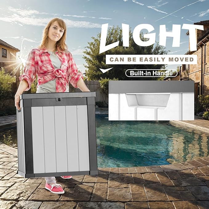 50 Gallon Deck Box Large Outdoor Storage for Patio Furniture,Outdoor Cushions,Garden Tools and Pool Supplies,Waterproof,Resin,Lockable(Black&White)-CasaMuseHome
