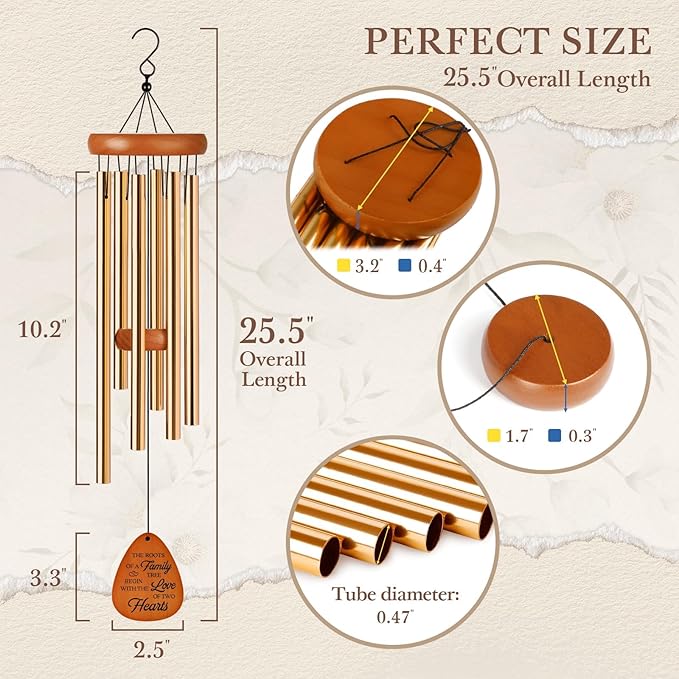 60th Wedding Anniversary Wind Chime, Happy 60th Anniversary Romantic Gifts for Couple, Parents, Wife, Husband, Friends, Diamond Wedding Anniversary's Keepsake Gifts Ideas-CasaMuseHome