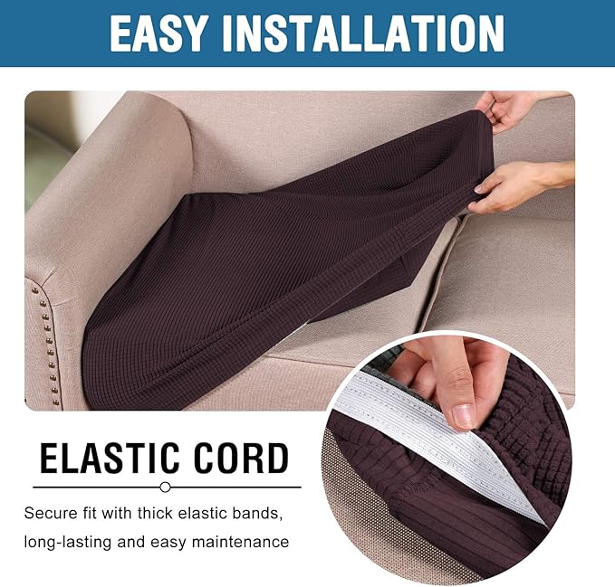 H.VERSAILTEX Super Stretch Stylish Cushions Covers/Furniture Cover Spandex Jacquard Small Checked Pattern Super Soft Slipcover Washable Individual-CasaMuseHome