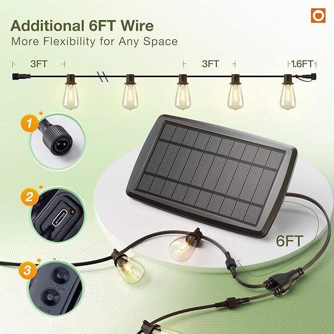 addlon 102(96+6) FT Solar String Lights Waterproof,Patio Light Solar Powered with Remote & USB Port 3 Modes, 30+2 LED Shatterproof Bulbs Outdoor Lighting for Camping Backyard Garden-CasaMuseHome