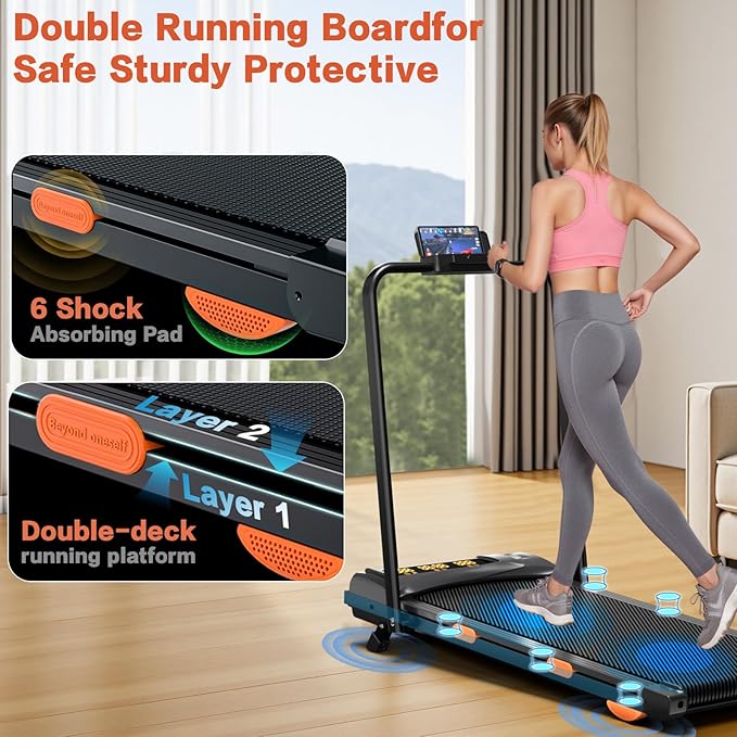 7.8MPH Incline Treadmill for Home, Walking Pad with Handle Bar, Under Desk Compact Treadmill with 350 Lbs Capacity, LED Display & APP, Remote Control, 3.0HP-CasaMuseHome