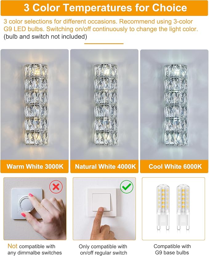 6 Layer Chrome Crystal Wall Sconce, Modern Wall Lamp Light Fixture for Bathroom Vanity, Stairway, Kitchen, Living Room, Bedroom, Hallway-CasaMuseHome