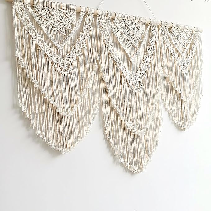 Achart Macrame Wall Hanging Large- Boho Wall Decor- large wall art- Wall Decor Living Room- Macrame Tapestry Boho Decor for Bedroom (Beige-H)-CasaMuseHome