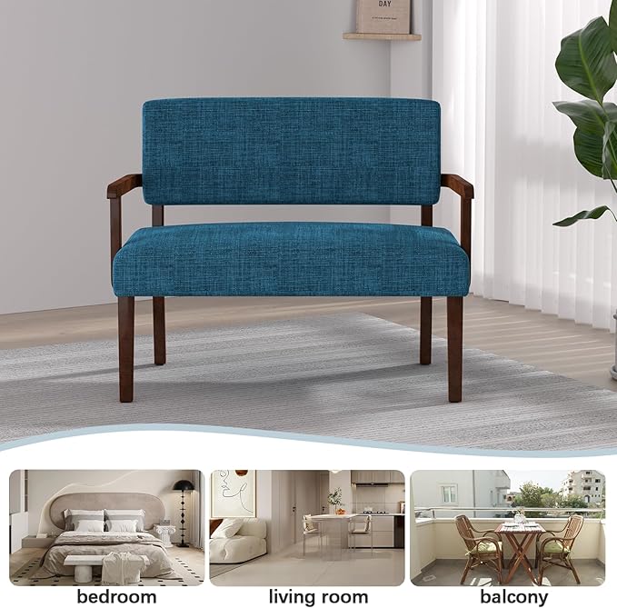 Accent Chair 2 Seat, Arm Chairs with Soft Seat and Armrests for Living Room, Love seat for Dining, Reading, and Waiting Rooms (Blue)-CasaMuseHome