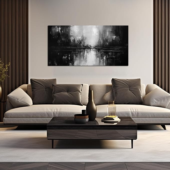 Abstract Wall Pictures for Living Room,Black Art Paintings for Wall Office Wall Art Bedroom Wall Decor 20 x 40 Inch-CasaMuseHome