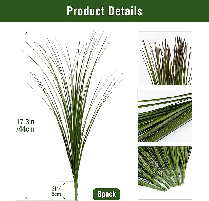 8PCS 17.3" Fake Plants Artificial Wheat Grass Greenery Plastic Plants Fake Grass Artificial Plants for Outdoor Decor Artificial Flower with Greenery Stems for Indoor Home Decoration-CasaMuseHome