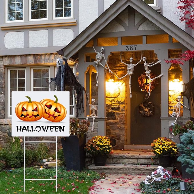 60 Pcs H Stakes for Yard Signs 30'' x 10'' Metal Heavy Duty H Frame Wire Stakes Weatherproof Metal Holder for 4mm 5mm Corrugated Signs Advertising Board Guidepost Yard Halloween Decor-CasaMuseHome