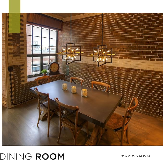 15.8'' Black Gold 8-Light Sputnik Chandelier Modern Industrial Adjustable Hanging Geometric Pendant Light Fixture for Entryway Foyer Stairway Hallway Bedroom Living Room Kitchen Island-CasaMuseHome