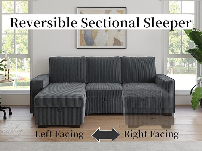 91-inch Reversible Sectional Sleeper-CasaMuseHome