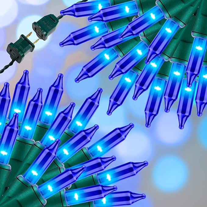 100LIGHTS BLUE Extra-Bright With End Connectors Christmas Decorative Lights 5.98m UL Certified Mini String Light Set Waterproof for Home Garden Holiday Christmas Tree Party Patio Decor Wedding-CasaMuseHome