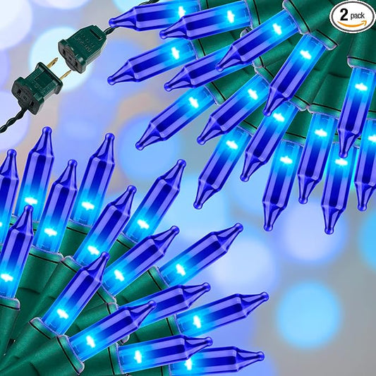 300LIGHTS(2*150L) Blue Extra-Bright with End Connectors Christmas Decorative Lights 19.44m UL Certified Mini String Light Set Waterproof for Home Garden Holiday Tree Party Patio Decor Wedding-CasaMuseHome