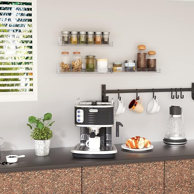 15 Inch Acrylic Spice Rack Wall Organizer Set of 3, Clear Acrylic Wall Shelf for Home Organizer, Floating Shelf for Bottle Display, Jars, Spice, Wine, Books, Toiletries-CasaMuseHome