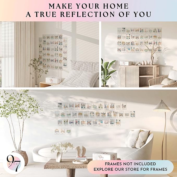 97 DECOR Vintage Travel Decor Posters - World Travel Wall Art Prints, Retro Popular Cities Photo Collage Kit, Trendy City Landscape Aesthetic Pictures for Teen Dorm Bedroom Decorations (40 Pcs, 4"x6")-CasaMuseHome