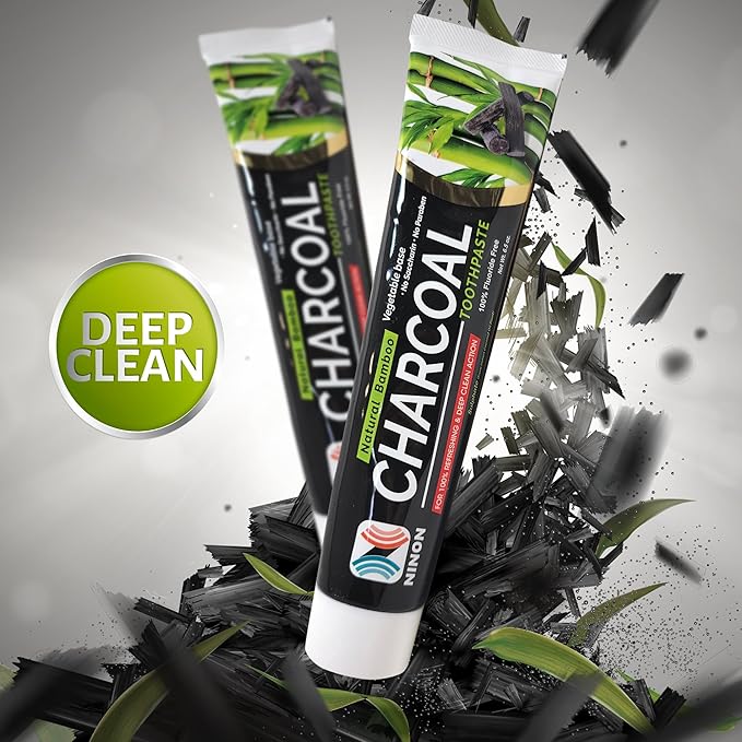 Activated Charcoal Whitening Toothpaste, Fluoride-Free, Enamel-Safe, Natural Mint Flavor, 6.5oz Tube for Stain Removal and Fresh Breath Pack of 1-CasaMuseHome