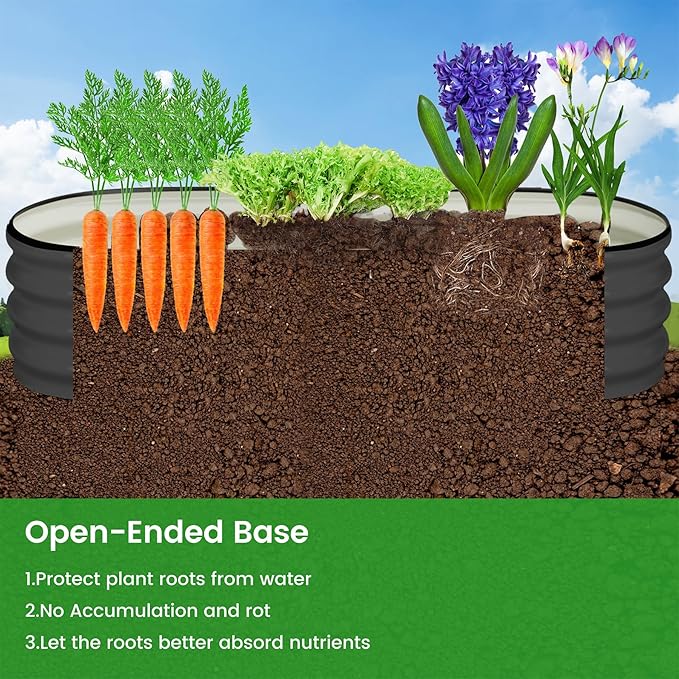 2 Pcs 4.5x2x1.5ft Oval Raised Garden Bed,Galvanized Raised Beds,Open-Ended Base Metal Raised Planter Beds,Garden Bed Outdoor,Planter Raised Boxes for Vegetables, Flowers,Tool-Free Asse,Gray-CasaMuseHome