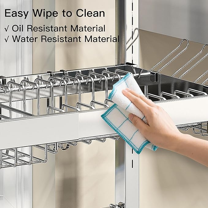 3 Tier Extra Large Stainless Steel Expandable Over The Sink Dish Drainer Drying Rack, Rust Proof Metal, Space Saving, Modern Silver Big Capacity Extendable Plate Strainers Above Kitchen Counter-CasaMuseHome