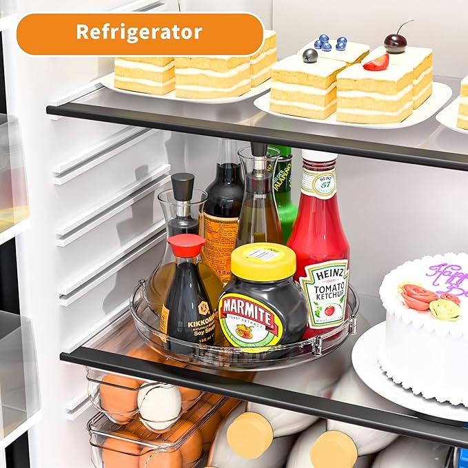 9.5" W Acrylic Clear Lazy Susan Turntable for Cabinet,Kitchen Countertop,Refrigerator and Pantry Organization Storage,1 Tier Small Spinning Organizer for Vitamin,Medicine,Spice Rack & Organization-CasaMuseHome