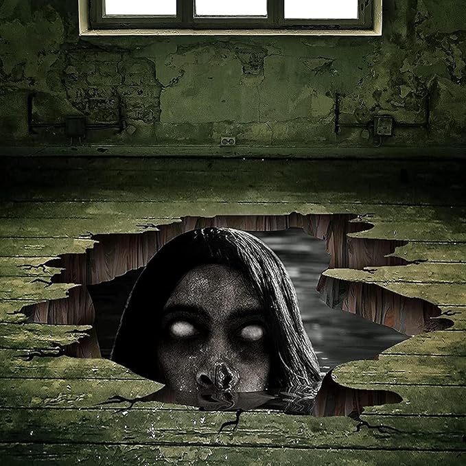 3D Halloween Floor Decals Scary Halloween Zombie Stickers for Living Room, Spooky Blind Women Scratching Floor Stickers Vinyl Removable Decals Art Decorations Party Supplies for Bar Pub-CasaMuseHome