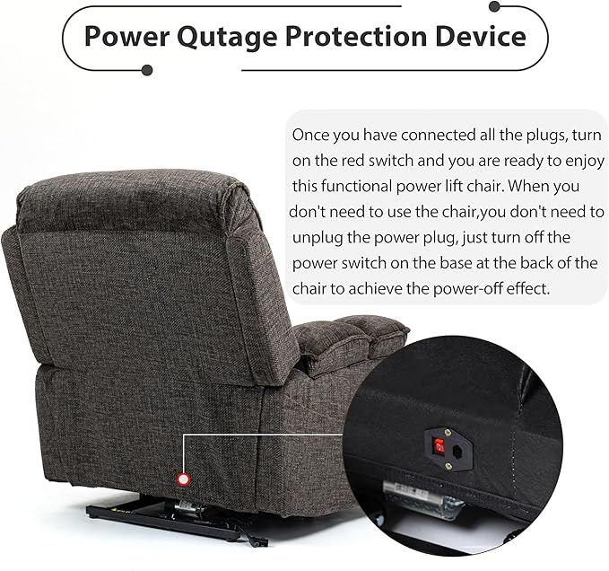 27in Extra Wide Power Lift Recliner Chair for Big Tall with Extended Footrest Heat Massage, Oversized Electric Lift Recliner Chairs for Adults Elderly Seniors, Arm Storage & Cup Holders-CasaMuseHome