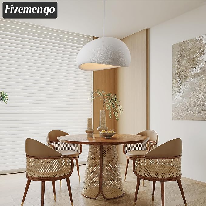 15.7in Wabi Sabi Pendant Lights Kitchen Island Lighting Fixture Ceiling Mount White Modern Japanese Lamp Japandi Chandelier for Dining Living Room Hallway Bedroom Restaurant Hanging Lamp-CasaMuseHome