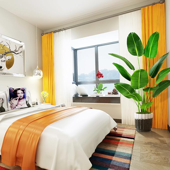 5.5ft Artificial Silk Bird of Paradise Palm Tree (65in) with 12 Trunks Faux Tree and Plastic Nursery Pot, Fake Plant for Office House Farmhouse Living Room Home Decor (Indoor/Outdoor)-CasaMuseHome