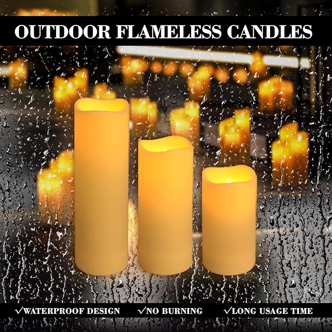 72-Pack Realistic Flameless LED Candle, Battery Operated with Remote Control, 3D Flame Pillar Timer Funtion Melted Top Safe,Perfect for Indoor/Outdoor Decor,Wedding,BBQ and Gift.-CasaMuseHome