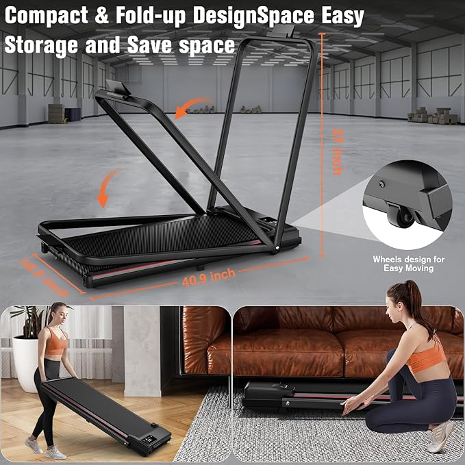 7.8MPH Incline Treadmill for Home, Walking Pad with Handle Bar, Under Desk Compact Treadmill with 350 Lbs Capacity, LED Display & APP, Remote Control, 3.0HP-CasaMuseHome